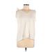 Banana Republic Factory Store Sleeveless Blouse: V Neck Covered Shoulder Ivory Solid Tops - Women's Size Medium