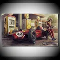 Peinture diamant vintage de voiture Ferrari course classique voiture de course F1 oeuvre de