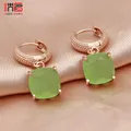 SHENJIANG-Boucles d'oreilles pendantes en cristal carré coloré pour femme or rose bijoux de