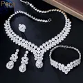 Pera Cher Brillant Blanc CZ Zircone Argent Couleur Longue Goutte D'eau Collier Boucles D'oreilles