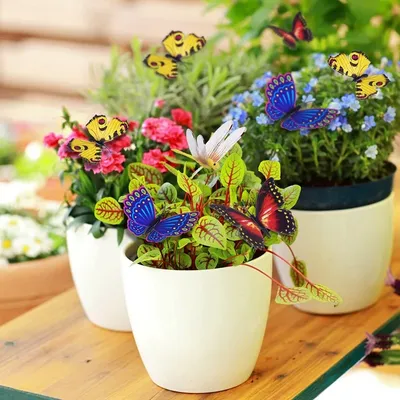 Ornements de jardin papillons de jardin | 20 pièces 4 pièces libellule ornements de jardin pour