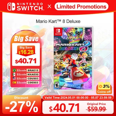 Offres de jeux Nintendo Switch Mario Kart 8 Deluxe 100% officiel carte fongique originale course