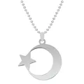 Collier croissant étoile en acier inoxydable pour hommes et femmes pendentif amulette musulmane