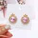 Boucles d'oreilles rondes en cristal rose strass pour femmes bijoux à clou fleur cristaux