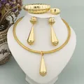 Ensemble de bijoux goutte d'eau pour femme boucles d'oreilles collier indien Dubaï or