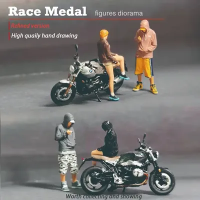 Petite poupée en résine moto lourde et Couples jouets figurines Micro scène 1:64