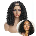 Kinky Curly U Part Perruque pour Femmes Noires Court Noir U Part Perruques de Cheveux Synthétiques