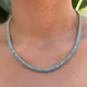 Collier Ras du Cou en Pierre Bleue pour Femme Bijoux de Tennis Pavés de Turquoises de 3mm à la