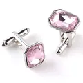 Grands boutons de manchette en cristal rose pour hommes et femmes boutons argentés boutons de