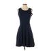 Banana Republic Casual Dress - Mini Scoop Neck Sleeveless: Blue Print Dresses - Women's Size 2 Petite