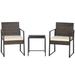 3 PCS Patio Furniture Set Modern Rattan Chairs and Coffee Table Set