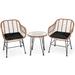 3 PCS Patio Bistro Set PE Rattan Armchairs and Coffee Table Set