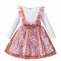 QIPOPIQ Clearance Girls Dresses Spring Autumn Toddler Baby Girl Flower Mesh Bowknot Long Sleeve Dress Princess Dress