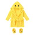 DTBPRQ 100% Cotton Shower Gift Hooded Terry Bathrobe with Bootie Animal Hooded Towel Hooded Baby Bath Towel ( Yellow) Baby Girl Gifts (6-12 Months)