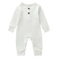 Honeeladyy Kids Baby Toddler Clothes Newborn Baby Spring And Autumn Clothes Comfortable Solid Color Round-neck Rompers White 3-6 Months Clearance