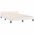 Ebern Designs Singhai Bed Frame w/ Headboard Platform Bed Base for Bedroom Faux Leather Upholstered/Faux leather in White | Wayfair