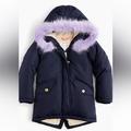 J. Crew Jackets & Coats | J. Crew Girls' Fishtail Parka Coat Jacket Navy Purple 14 | Color: Blue | Size: 14g