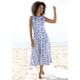 Midikleid BEACHTIME Gr. 44, N-Gr, blau (blau, creme, bedruckt) Damen Kleider Strandkleider mit Blumendruck, aus Jersey, A-Linien-Kleid Bestseller