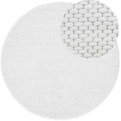 Wollteppich CARPETFINE "Sina", beige (creme), H:14mm Ø:120cm, Wolle, Teppiche, grobe Struktur, Zeitloses Design, reine Wolle, Wohnzimmer Image