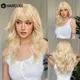 HAIRToxic-Perruque synthétique blonde avec frange pour femme cheveux longs ondulés platine