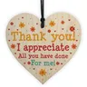 Carte de remerciement en forme de cœur en bois signe d'amour meilleure Plaque de remerciement