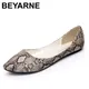 BEYARNE – chaussures plates à motif peau de serpent pour femmes bateau grande taille 35-41