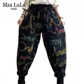 Max LuLu – Jeans Vintage pour femmes pantalon en Denim ample Style coréen lettre décontracté
