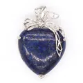 Pendentif en forme de cœur avec ruban en soie perles en Lapis Lazuli Style élégant bijoux plaqués