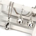 Collier et boucles d'oreilles pendentif goutte d'eau vintage bijoux fantaisie blanc 1 ensemble