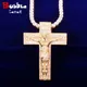 Pendentif croix de jésus en Zircon couleur or plaqué collier Hip Hop pour hommes bijoux Rock