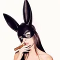 Masque de fête pour femmes oreilles longues de lapin demi-visage Costume Cosplay boîte de nuit