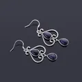 Boucles d'oreilles en argent en forme de poire 6x9mm en grès bleu bijoux pour fête de mariage