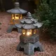 Lampe de jardin solaire de style chinois pierre du Vermont tour décorative artisanat en résine