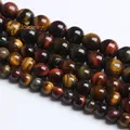 Perles en pierre naturelle tricolore d'oeil de tigre pour bijoux rondes adt bracelets de