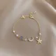 Bracelet de perles en pierre grise plaqué or 14 carats bijoux coréens étoile et lune perle