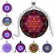 Collier pendentif en verre motif mandala bohème pour hommes et femmes cabochon kaléidoscope série