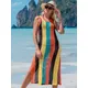 Robe de plage arc-en-ciel en résille tunique d'été en maille cover-up pour bikini vêtements de