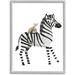 Indigo Safari Cute Lemur on Zebra Kids' Striped Safari Animals - Picture Frame Painting on MDF in Black/Brown/Gray | 14 H x 11 W x 1.5 D in | Wayfair