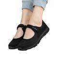 Harsuny Ladies Casual Shoe Low Top Flats Round Toe Walking Shoes Tennis Hollow Out Breathable Mary Jane Sneakers Magic Tape Black 9