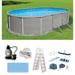 Belize 18-ft x 33-ft Oval 52-in Deep 6-in Top Rail Metal Wall Swimming Pool Package