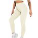 YFPWM Tummy Control Leggings Cute Sports Tights Seamless Hip Yoga Pants Sports Running Fitness Pants Nine Part Tight Yoga Pants Yoga Shorts White L