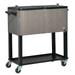 EasingRoom Rolling Cooler 80QT Cooler on Stand Wood Grain Accent Gray