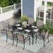 Sophia & William 7 Piece Patio Metal Dining Set Rectangular Patio Dining Table and 6 Brown Textilene Chairs