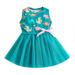 LBECLEY Girl Ruffle Dress Dinosaur Tulle Baby Kids Princess Toddler Dresses Patchwork Sleeveless Girls Bow Girls Dresses Toddler Girl Long Sleeve Dresses 4T Green 120