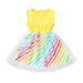 LBECLEY Junior Bridesmaid Dresses for Girls Size 7 - 16 Girls Striped Princess Baby Patchwork Kids Party Toddler Dress Sleeveless Tulle Girls Dress&Skirt Cute Dresses for Toddlers Yellow 100