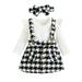 YFPWM Clearance! Infant Baby Girl Outfits Infant Girls Strip Cotton Open Button Top With Plaid Skirt Butterfly Knot Hairband Three Piece Set Black 12-18 Months