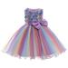 LBECLEY Toddler Cold Shoulder Dress Party Wedding Tulle Dress Gown Kids Bowknot Princess Girls Pageant Birthday Paillette Girls Dress&Skirt 5T Girl Vintage Dress Purple 140