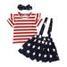 QIPOPIQ Toddler Girls Outfit Sets Clearance Toddler Kid Girl Clothes Independence Day Tops Strap Skirt Clothes Headband Set
