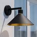 Dunbar 1 Light Matte Black and Gold Contemporary Outdoor Wall Sconce Metal Shade