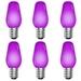 Luxrite C7 LED Purple Replacement Light Bulbs for String Lights 0.5W Colored Bulb Enclosed Fixture Rated UL E12 Indoor Outdoor 6 Pack